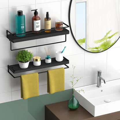 Floating Shelves Wall Mounted Set of 2, Rustic Wood Wall Storage Shelves for Bedroom,Living Room,Bathroom, Kitchen Torched Wood