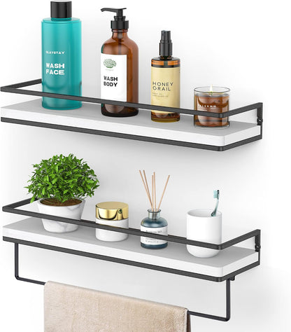 Floating Shelves Wall Mounted Set of 2, Rustic Wood Wall Storage Shelves for Bedroom,Living Room,Bathroom, Kitchen Torched Wood