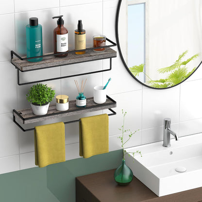 Floating Shelves Wall Mounted Set of 2, Rustic Wood Wall Storage Shelves for Bedroom,Living Room,Bathroom, Kitchen Torched Wood