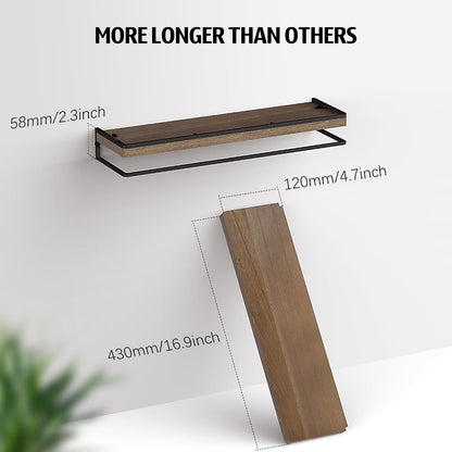 Floating Shelves Wall Mounted Set of 2, Rustic Wood Wall Storage Shelves for Bedroom,Living Room,Bathroom, Kitchen Torched Wood