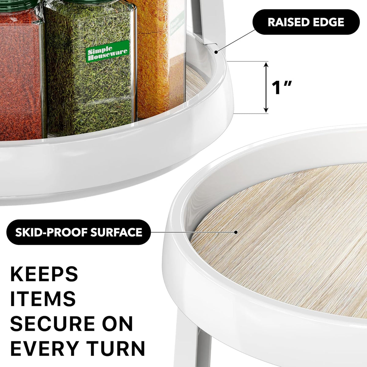 2-Tier Lazy Susan Spice Organizer, 10-Inch, Rustic Brown