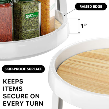 2-Tier Lazy Susan Spice Organizer, 10-Inch, Rustic Brown