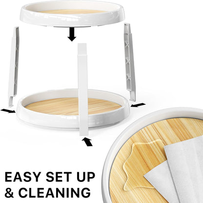 2-Tier Lazy Susan Spice Organizer, 10-Inch, Rustic Brown