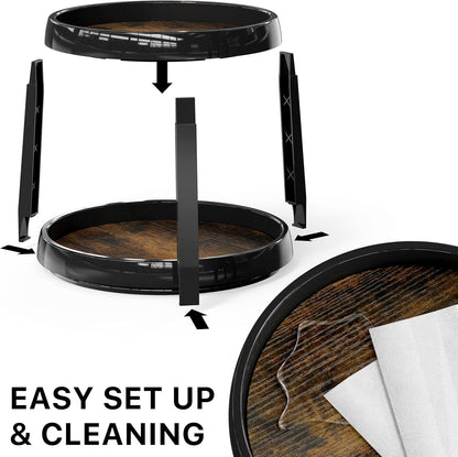 2-Tier Lazy Susan Spice Organizer, 10-Inch, Rustic Brown