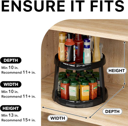 2-Tier Lazy Susan Spice Organizer, 10-Inch, Rustic Brown