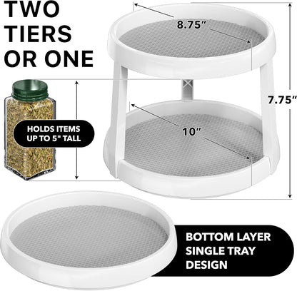 2-Tier Lazy Susan Spice Organizer, 10-Inch, Rustic Brown