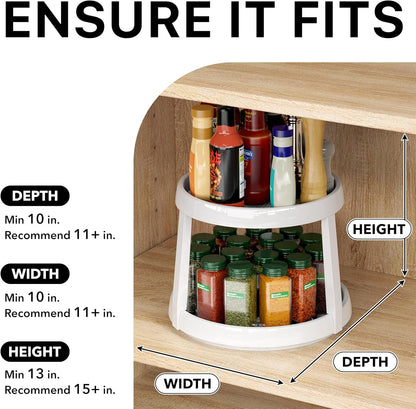 2-Tier Lazy Susan Spice Organizer, 10-Inch, Rustic Brown