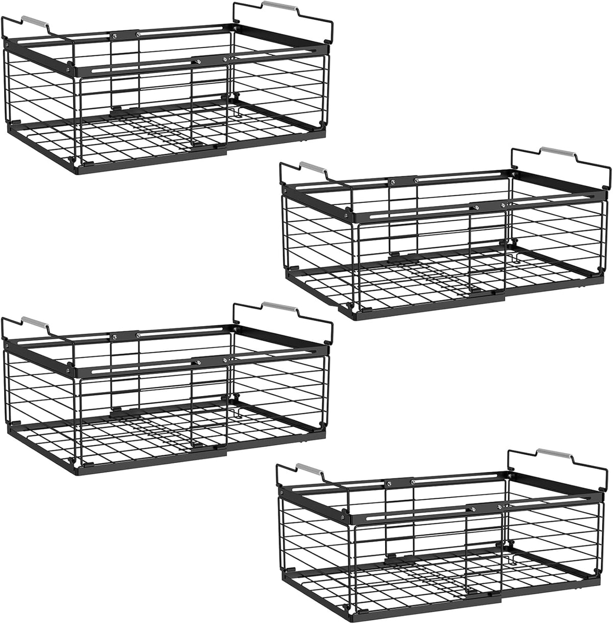 Expandable Chest Freezer Organizer, Stackable Wire Baskets | Adjustable 11-17.3 Inches, Heavy Duty 35 lbs Capacity, Foldable Handles, 360° Airflow, Fits 5-20 Cu Ft Models