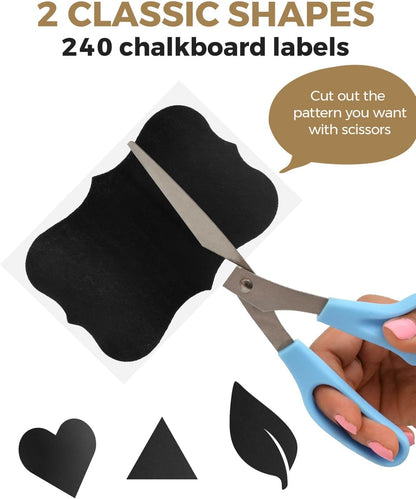 Chalkboard Labels, 240 PCS Waterproof Reusable Blackboard Stickers with 1 Chalk Marker for Mason Jars, Parties Decoration, Craft Rooms, Weddings, Storage, Home & Kitchen
