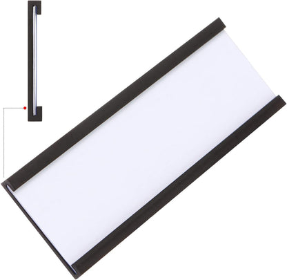 C Channel Magentic Label Holders 1x3 Inches with Paper Inserts and Clear Plastic Protectors, Pack of 30, Magnetic Data Card Holders File Cabinet Labels