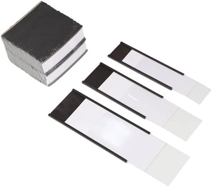 C Channel Magentic Label Holders 1x3 Inches with Paper Inserts and Clear Plastic Protectors, Pack of 30, Magnetic Data Card Holders File Cabinet Labels