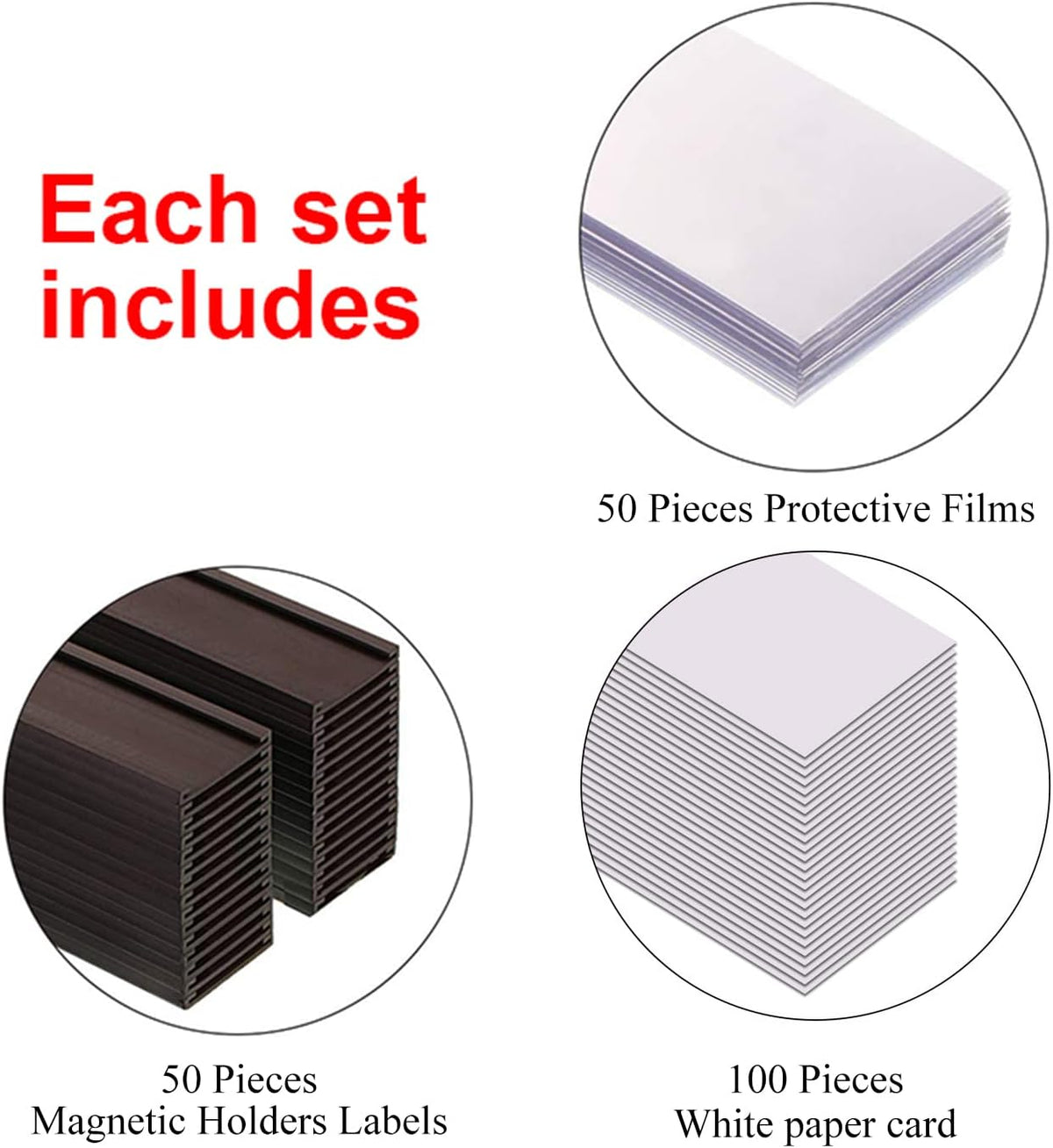 C Channel Magentic Label Holders 1x3 Inches with Paper Inserts and Clear Plastic Protectors, Pack of 30, Magnetic Data Card Holders File Cabinet Labels