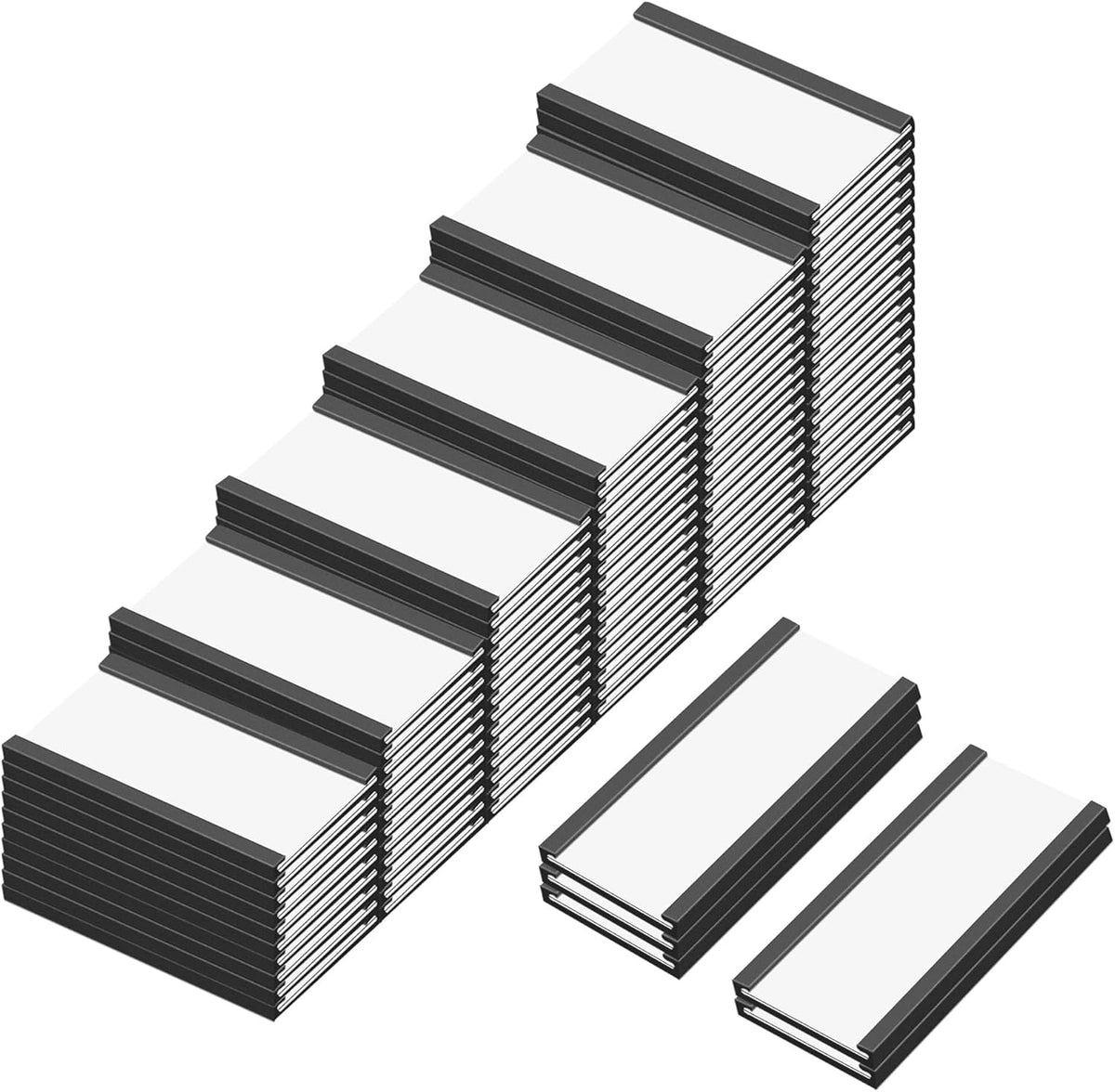 C Channel Magentic Label Holders 1x3 Inches with Paper Inserts and Clear Plastic Protectors, Pack of 30, Magnetic Data Card Holders File Cabinet Labels