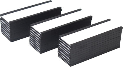 C Channel Magentic Label Holders 1x3 Inches with Paper Inserts and Clear Plastic Protectors, Pack of 30, Magnetic Data Card Holders File Cabinet Labels