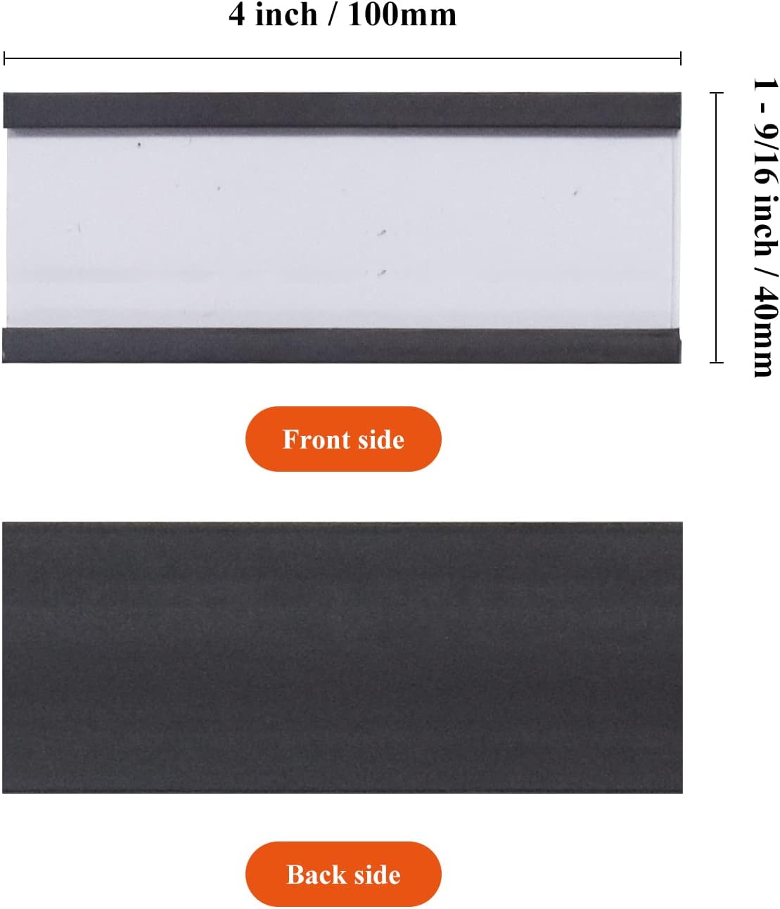 C Channel Magentic Label Holders 1x3 Inches with Paper Inserts and Clear Plastic Protectors, Pack of 30, Magnetic Data Card Holders File Cabinet Labels