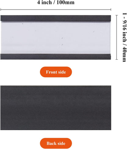 C Channel Magentic Label Holders 1x3 Inches with Paper Inserts and Clear Plastic Protectors, Pack of 30, Magnetic Data Card Holders File Cabinet Labels