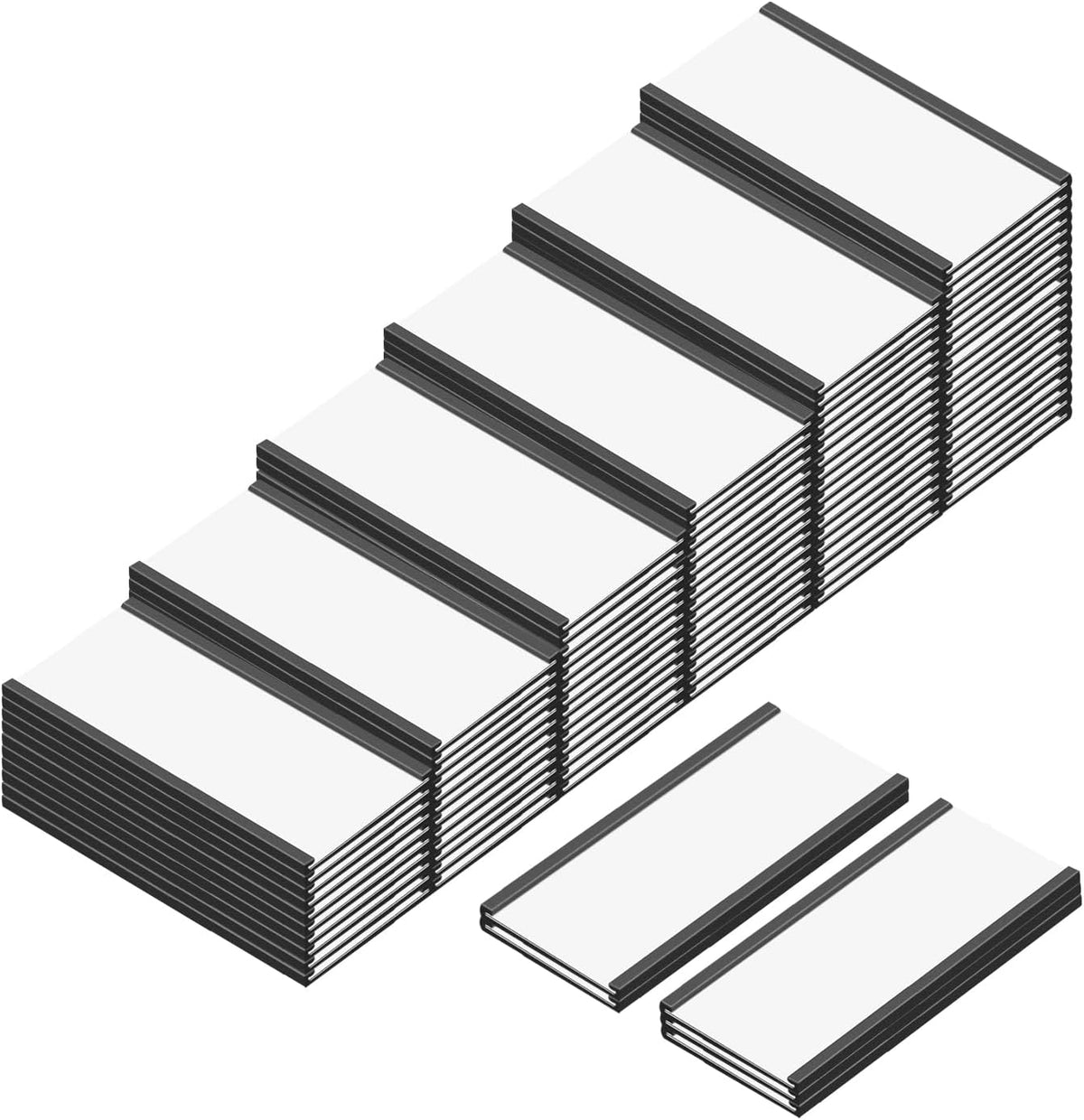 C Channel Magentic Label Holders 1x3 Inches with Paper Inserts and Clear Plastic Protectors, Pack of 30, Magnetic Data Card Holders File Cabinet Labels