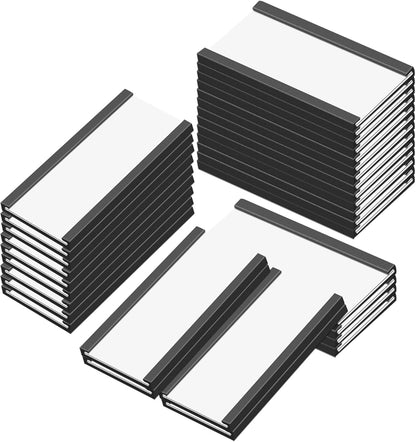 C Channel Magentic Label Holders 1x3 Inches with Paper Inserts and Clear Plastic Protectors, Pack of 30, Magnetic Data Card Holders File Cabinet Labels