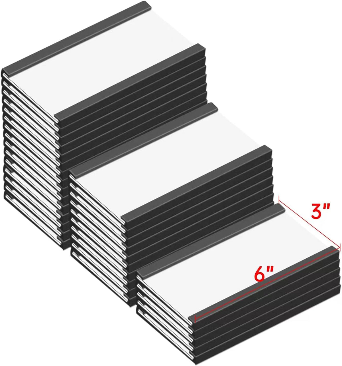 C Channel Magentic Label Holders 1x3 Inches with Paper Inserts and Clear Plastic Protectors, Pack of 30, Magnetic Data Card Holders File Cabinet Labels