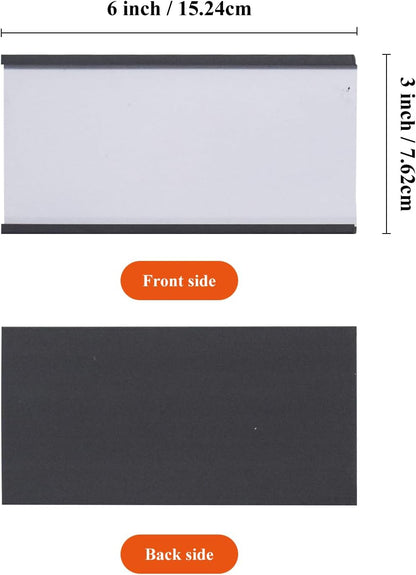 C Channel Magentic Label Holders 1x3 Inches with Paper Inserts and Clear Plastic Protectors, Pack of 30, Magnetic Data Card Holders File Cabinet Labels
