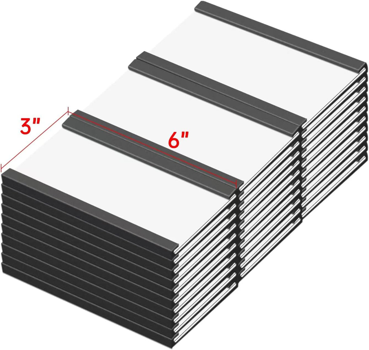 C Channel Magentic Label Holders 1x3 Inches with Paper Inserts and Clear Plastic Protectors, Pack of 30, Magnetic Data Card Holders File Cabinet Labels