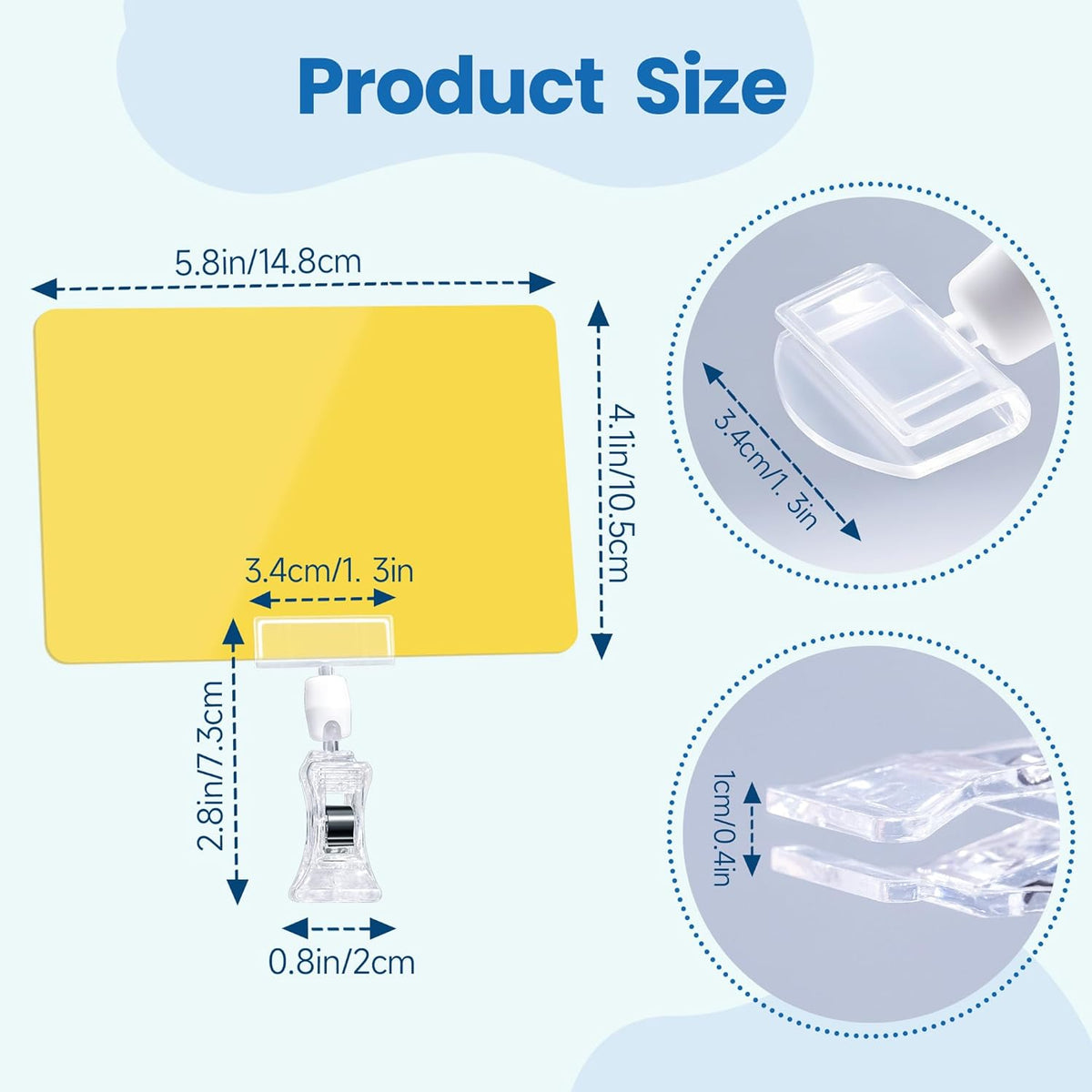 Sign Clips Merchandise Sign, Plastic Adjustable Clip Sign Holder Stand POP Clamp, 8 Pieces Clip-on Style Double Head Display Clips Rotating Swivel Sign Tag for Shelf Label Card