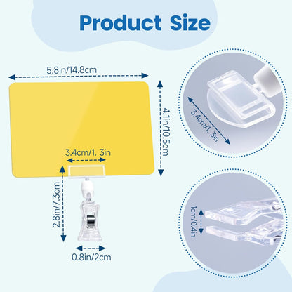 Sign Clips Merchandise Sign, Plastic Adjustable Clip Sign Holder Stand POP Clamp, 8 Pieces Clip-on Style Double Head Display Clips Rotating Swivel Sign Tag for Shelf Label Card