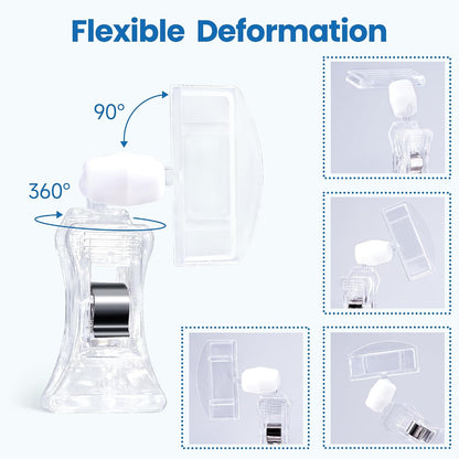Sign Clips Merchandise Sign, Plastic Adjustable Clip Sign Holder Stand POP Clamp, 8 Pieces Clip-on Style Double Head Display Clips Rotating Swivel Sign Tag for Shelf Label Card