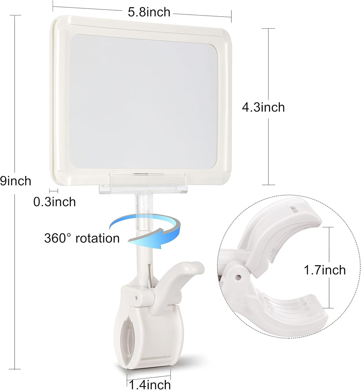 Sign Clips Merchandise Sign, Plastic Adjustable Clip Sign Holder Stand POP Clamp, 8 Pieces Clip-on Style Double Head Display Clips Rotating Swivel Sign Tag for Shelf Label Card