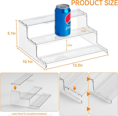 3 Tier Spice Shelf Organizer for Cabinet,Pantry,Clear Acrylic Spice Rack Organizer and Tiered Spice Rack & Holder,Step Shelves for Vitamin,Medicine Bottle,Jar,Can,Condiment,Seasoning Shelf
