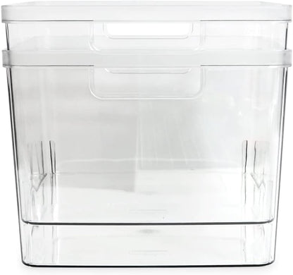 2-Pack Extra-Large Clear Storage Bins (11.5” L x 14” W x 9” H) w/Cutout Handles, Plastic Organizer for Home, for Kitchen, Fridge, Pantry, BPA Free, Food Safe (2-Pack, Extra-Large)