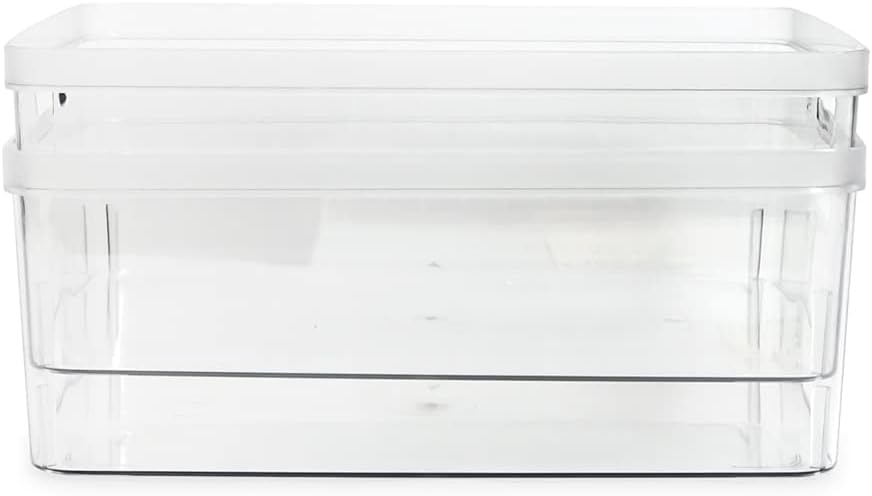 2-Pack Extra-Large Clear Storage Bins (11.5” L x 14” W x 9” H) w/Cutout Handles, Plastic Organizer for Home, for Kitchen, Fridge, Pantry, BPA Free, Food Safe (2-Pack, Extra-Large)