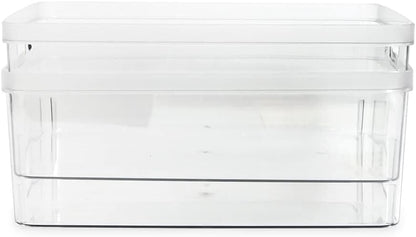 2-Pack Extra-Large Clear Storage Bins (11.5” L x 14” W x 9” H) w/Cutout Handles, Plastic Organizer for Home, for Kitchen, Fridge, Pantry, BPA Free, Food Safe (2-Pack, Extra-Large)