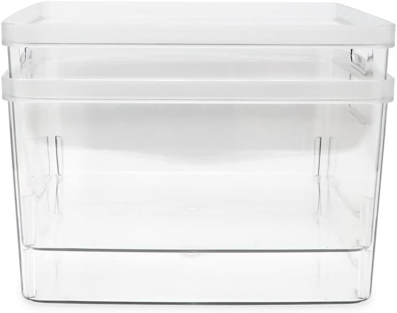 2-Pack Extra-Large Clear Storage Bins (11.5” L x 14” W x 9” H) w/Cutout Handles, Plastic Organizer for Home, for Kitchen, Fridge, Pantry, BPA Free, Food Safe (2-Pack, Extra-Large)