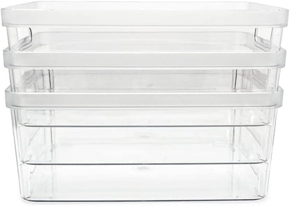 2-Pack Extra-Large Clear Storage Bins (11.5” L x 14” W x 9” H) w/Cutout Handles, Plastic Organizer for Home, for Kitchen, Fridge, Pantry, BPA Free, Food Safe (2-Pack, Extra-Large)