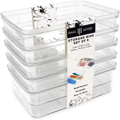 2-Pack Extra-Large Clear Storage Bins (11.5” L x 14” W x 9” H) w/Cutout Handles, Plastic Organizer for Home, for Kitchen, Fridge, Pantry, BPA Free, Food Safe (2-Pack, Extra-Large)