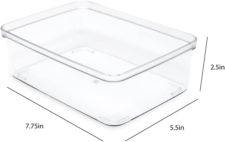 2-Pack Extra-Large Clear Storage Bins (11.5” L x 14” W x 9” H) w/Cutout Handles, Plastic Organizer for Home, for Kitchen, Fridge, Pantry, BPA Free, Food Safe (2-Pack, Extra-Large)