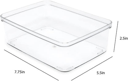 2-Pack Extra-Large Clear Storage Bins (11.5” L x 14” W x 9” H) w/Cutout Handles, Plastic Organizer for Home, for Kitchen, Fridge, Pantry, BPA Free, Food Safe (2-Pack, Extra-Large)