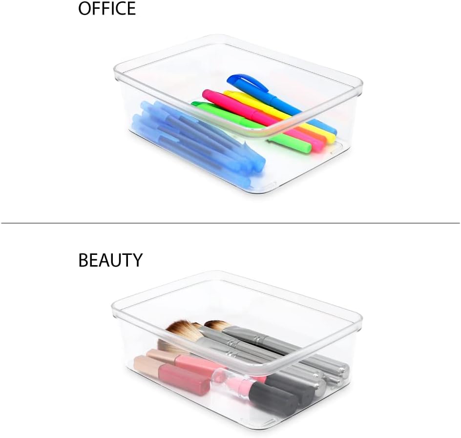 2-Pack Extra-Large Clear Storage Bins (11.5” L x 14” W x 9” H) w/Cutout Handles, Plastic Organizer for Home, for Kitchen, Fridge, Pantry, BPA Free, Food Safe (2-Pack, Extra-Large)