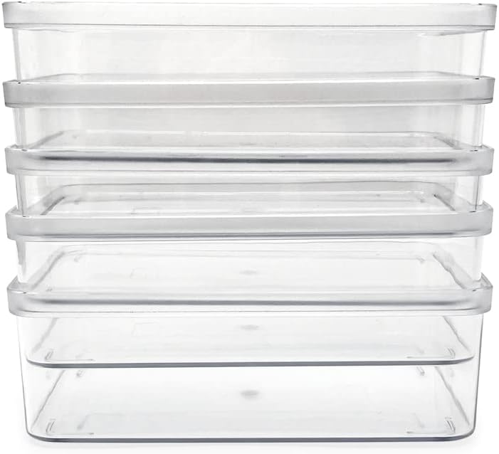 2-Pack Extra-Large Clear Storage Bins (11.5” L x 14” W x 9” H) w/Cutout Handles, Plastic Organizer for Home, for Kitchen, Fridge, Pantry, BPA Free, Food Safe (2-Pack, Extra-Large)