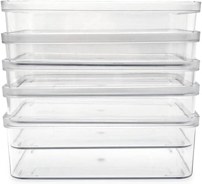2-Pack Extra-Large Clear Storage Bins (11.5” L x 14” W x 9” H) w/Cutout Handles, Plastic Organizer for Home, for Kitchen, Fridge, Pantry, BPA Free, Food Safe (2-Pack, Extra-Large)