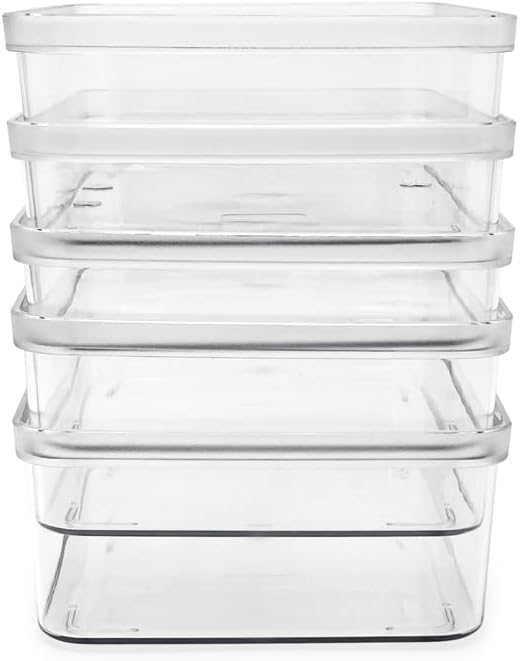 2-Pack Extra-Large Clear Storage Bins (11.5” L x 14” W x 9” H) w/Cutout Handles, Plastic Organizer for Home, for Kitchen, Fridge, Pantry, BPA Free, Food Safe (2-Pack, Extra-Large)