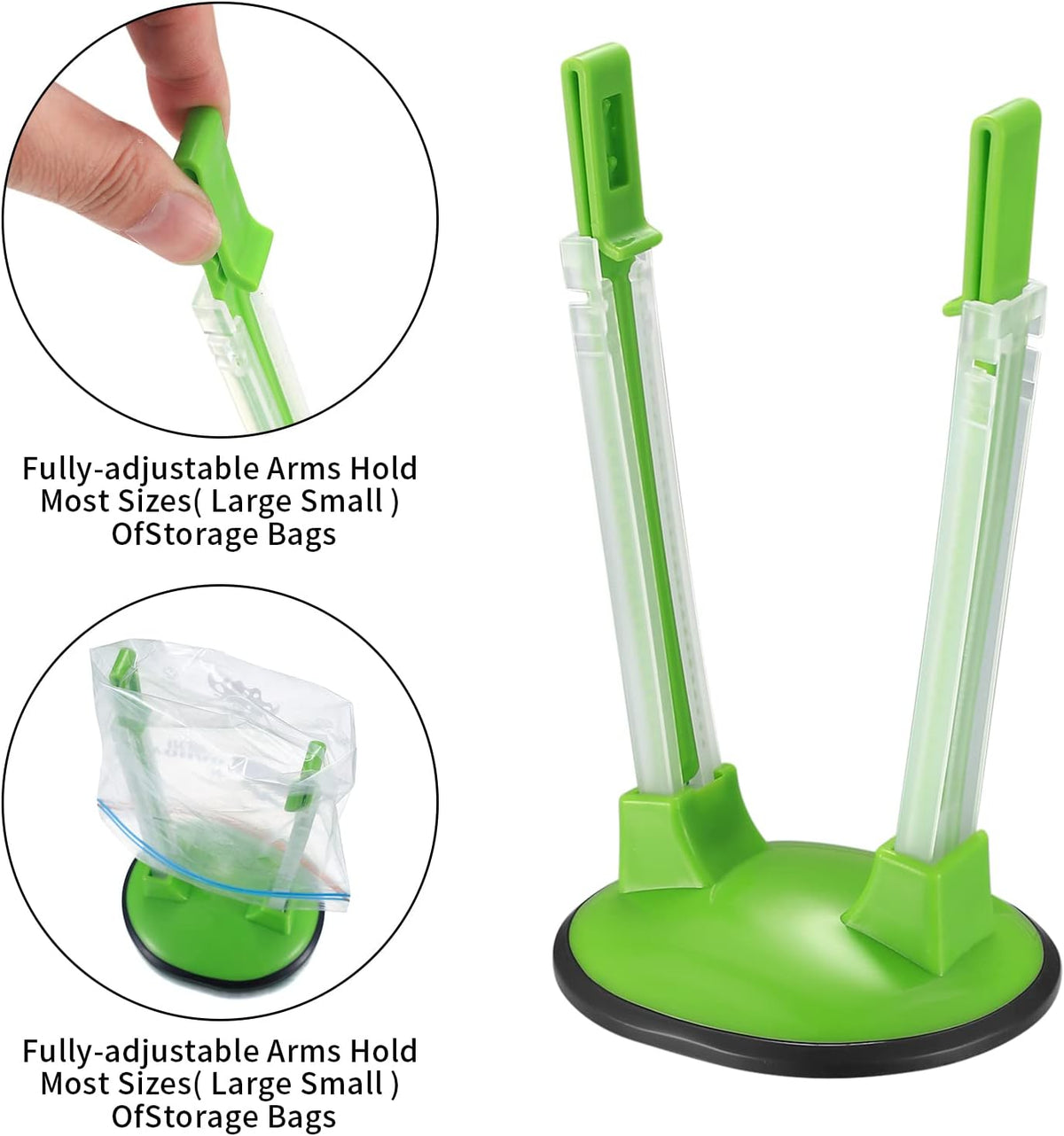 2 Pcs Baggy Rack, Freezer Bag Holder Stand, Adjustable Food Storage Holders, Plastic Food Prep Bag/Zip Lock Bag Holder Stand, for Meal Prep Bag, Kitchen Gadget