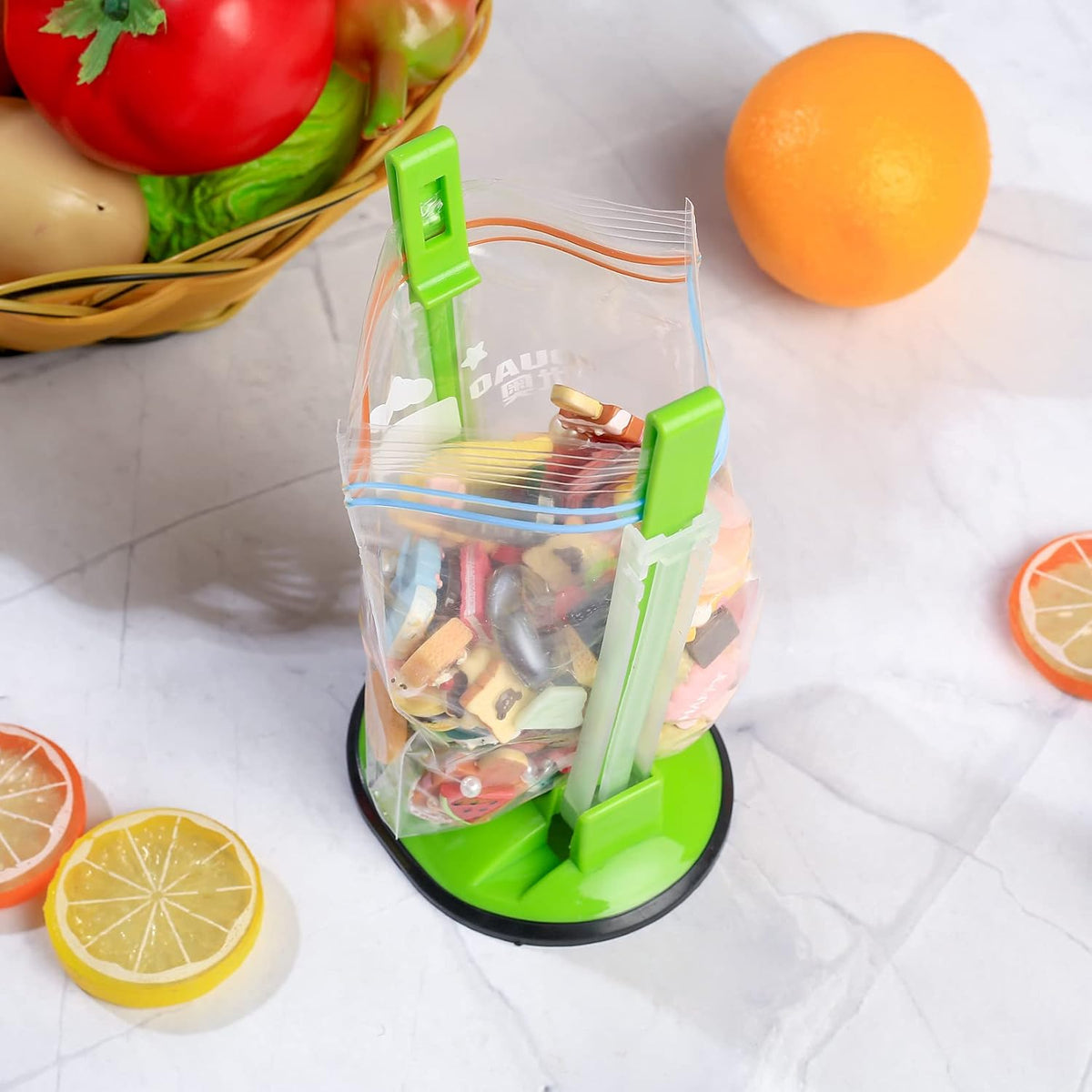 2 Pcs Baggy Rack, Freezer Bag Holder Stand, Adjustable Food Storage Holders, Plastic Food Prep Bag/Zip Lock Bag Holder Stand, for Meal Prep Bag, Kitchen Gadget