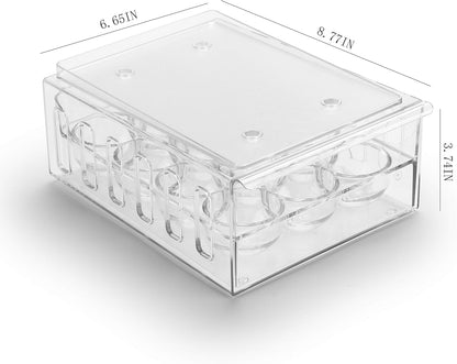 Egg Container for Refrigerator BPA Free Refrigerator Organizer Bins,Stackable Egg Holder for Refrigerator,18 Egg Tray,Clear