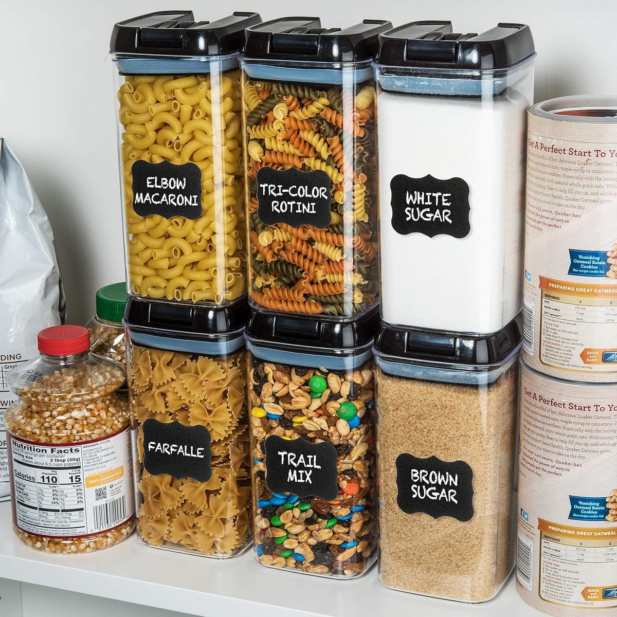 6 PC 1.2L Airtight Food Storage Containers with Lids BPA Free Plastic | Clear Plastic Stackable Cereal Containers with Easy Lock Leakproof Lids for Kitchen & Pantry Organization, Snacks, Pasta