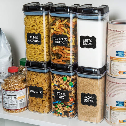 6 PC 1.2L Airtight Food Storage Containers with Lids BPA Free Plastic | Clear Plastic Stackable Cereal Containers with Easy Lock Leakproof Lids for Kitchen & Pantry Organization, Snacks, Pasta