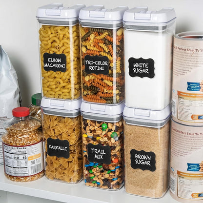 6 PC 1.2L Airtight Food Storage Containers with Lids BPA Free Plastic | Clear Plastic Stackable Cereal Containers with Easy Lock Leakproof Lids for Kitchen & Pantry Organization, Snacks, Pasta