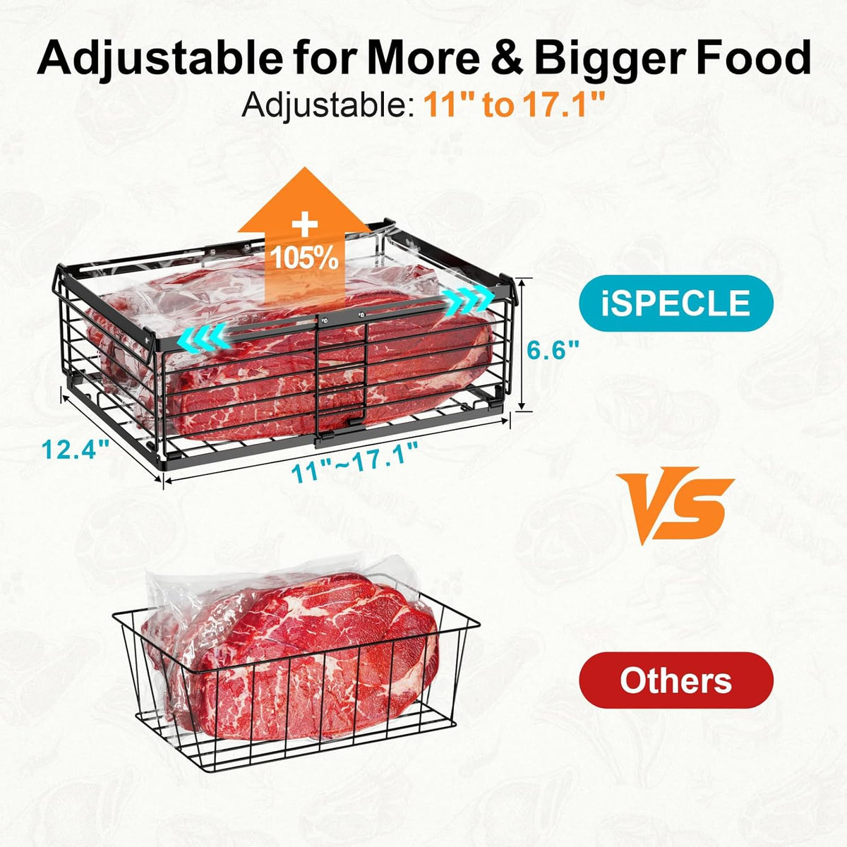 Freezer Organizer Bins - Adjustable Fits Chest Freezers 10-20 Cu Ft | Stackable Wire Baskets, Easy Access & Quick Organization, Sturdy Steel Rack Holds Frozen Meat and Vegetables, Black