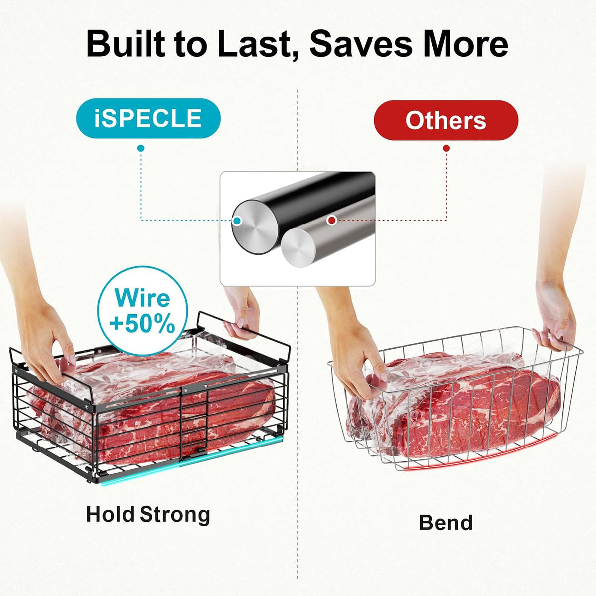 Freezer Organizer Bins - Adjustable Fits Chest Freezers 10-20 Cu Ft | Stackable Wire Baskets, Easy Access & Quick Organization, Sturdy Steel Rack Holds Frozen Meat and Vegetables, Black